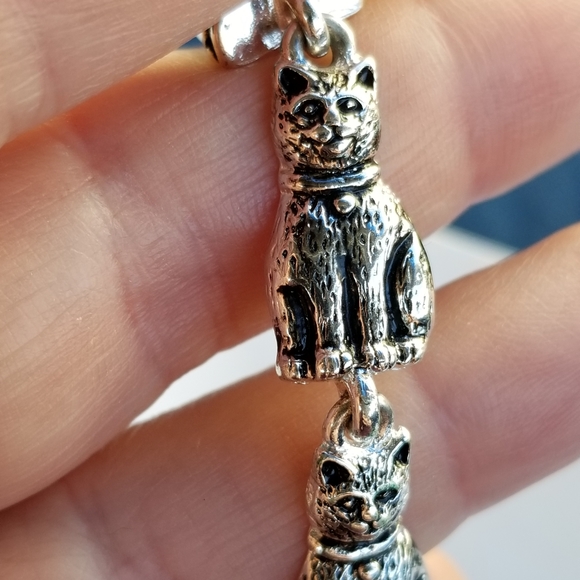 Cat bracelet silver tone metal linked kitty kitten - Picture 7 of 12